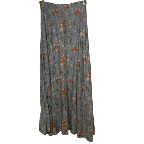 Natural Life Floral Maxi Skirt Sz MED Boho Cottage Country Side Slits Rayon - Picture 1 of 8